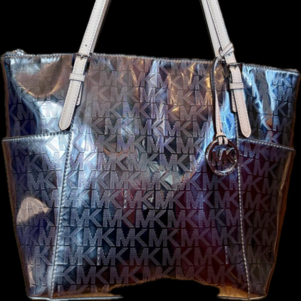 Michael Kors Jet Set Top Zip Mirror Metallic Tote (EUC)